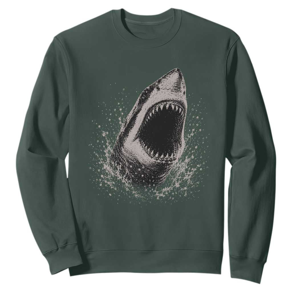 Vintage Great White Shark Jaw Graphic Sweatshirt Marine Life Gifts
