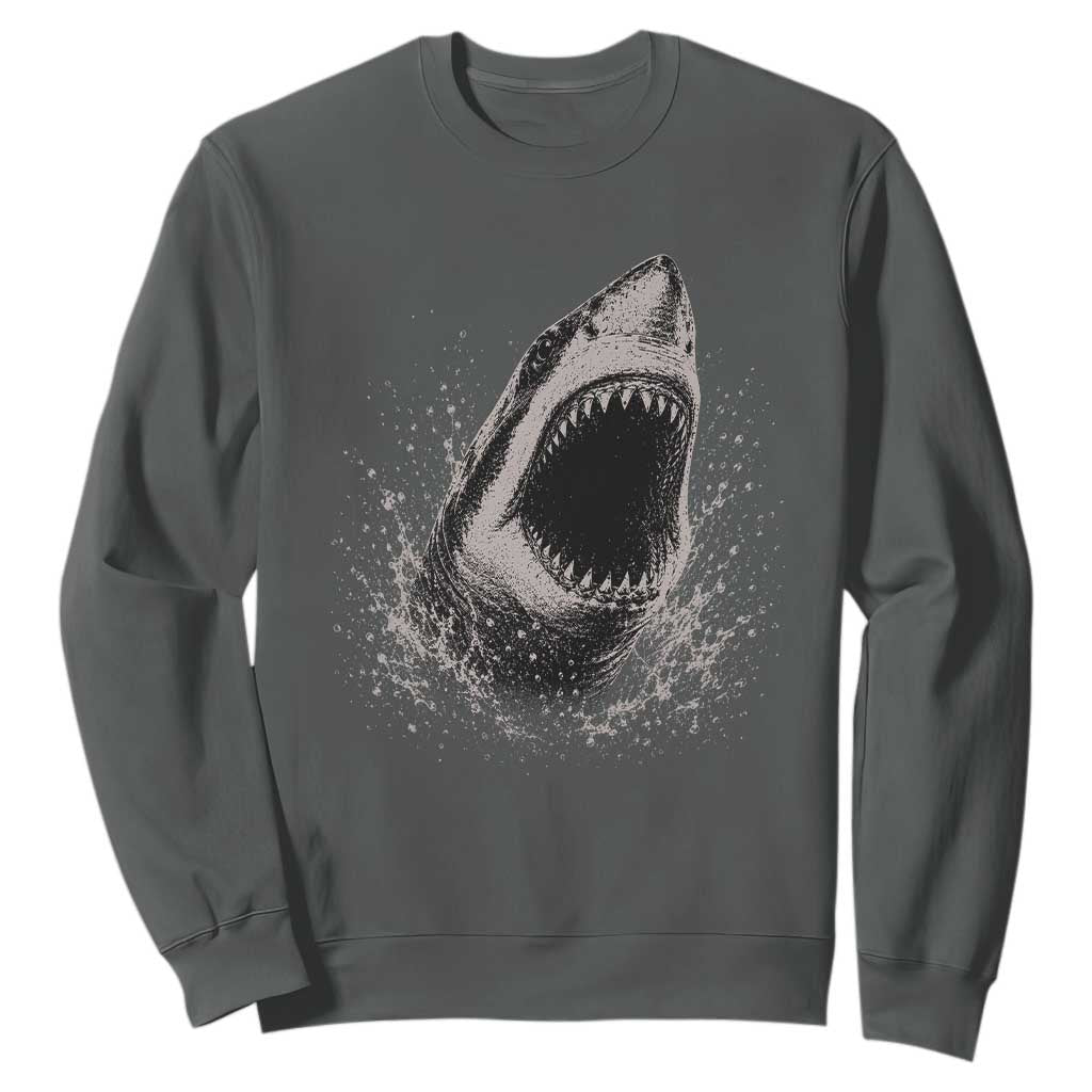 Vintage Great White Shark Jaw Graphic Sweatshirt Marine Life Gifts