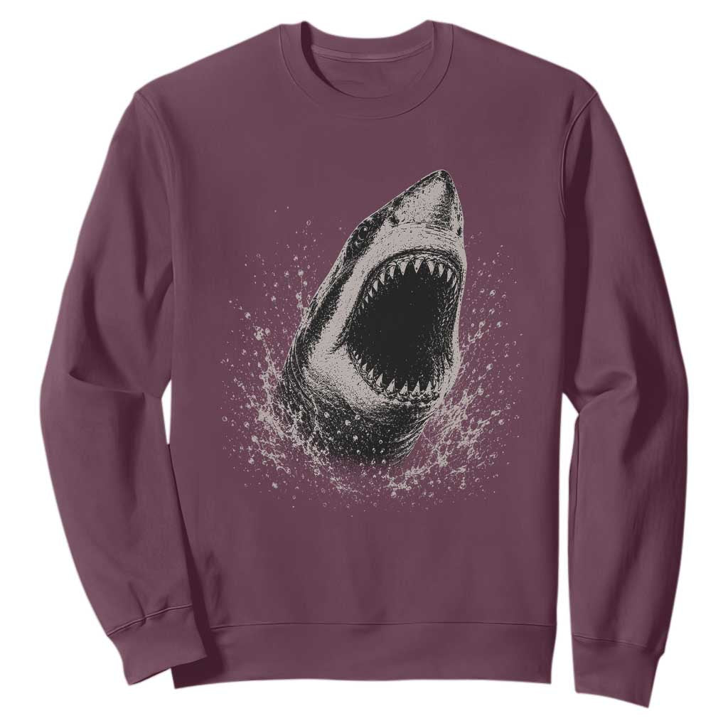 Vintage Great White Shark Jaw Graphic Sweatshirt Marine Life Gifts