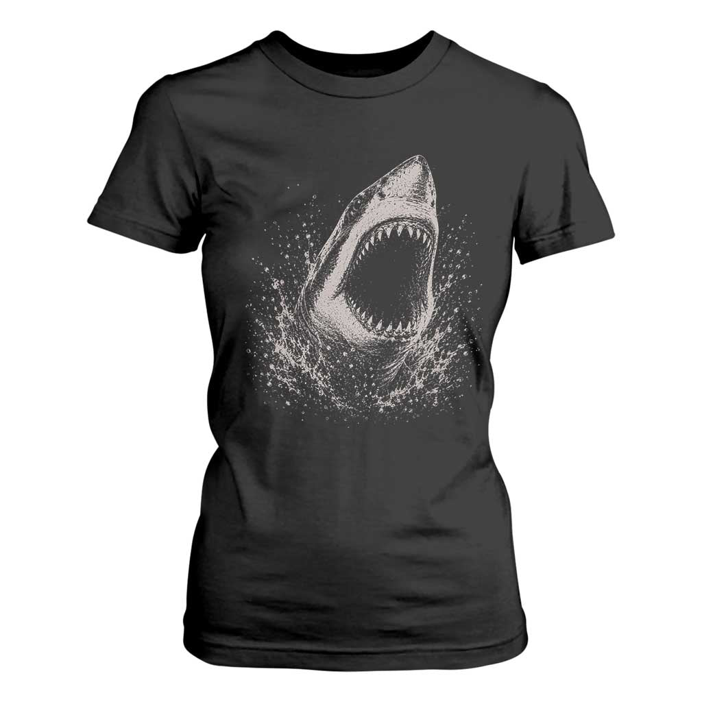 Vintage Great White Shark Jaw Graphic T Shirt For Women Marine Life Gifts