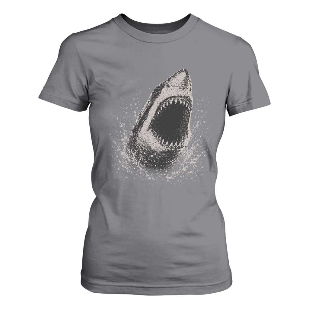 Vintage Great White Shark Jaw Graphic T Shirt For Women Marine Life Gifts
