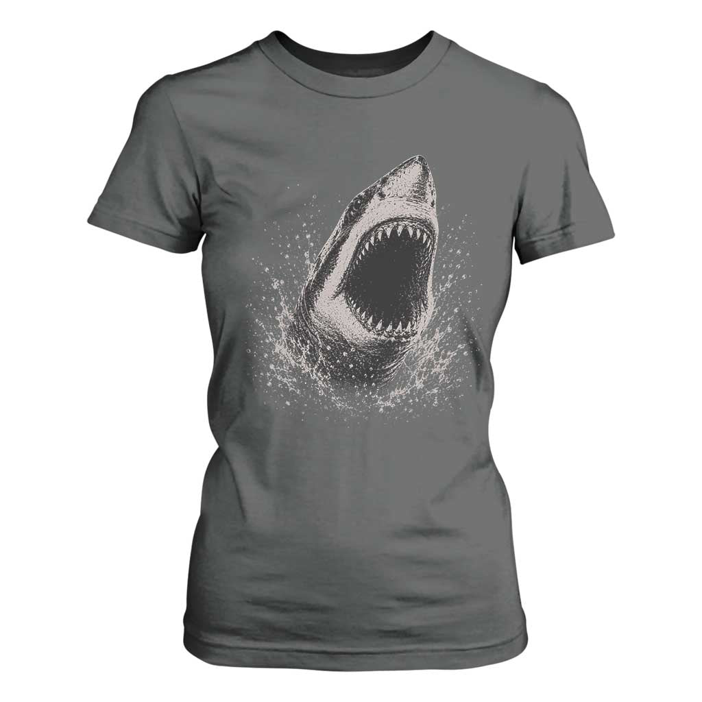 Vintage Great White Shark Jaw Graphic T Shirt For Women Marine Life Gifts