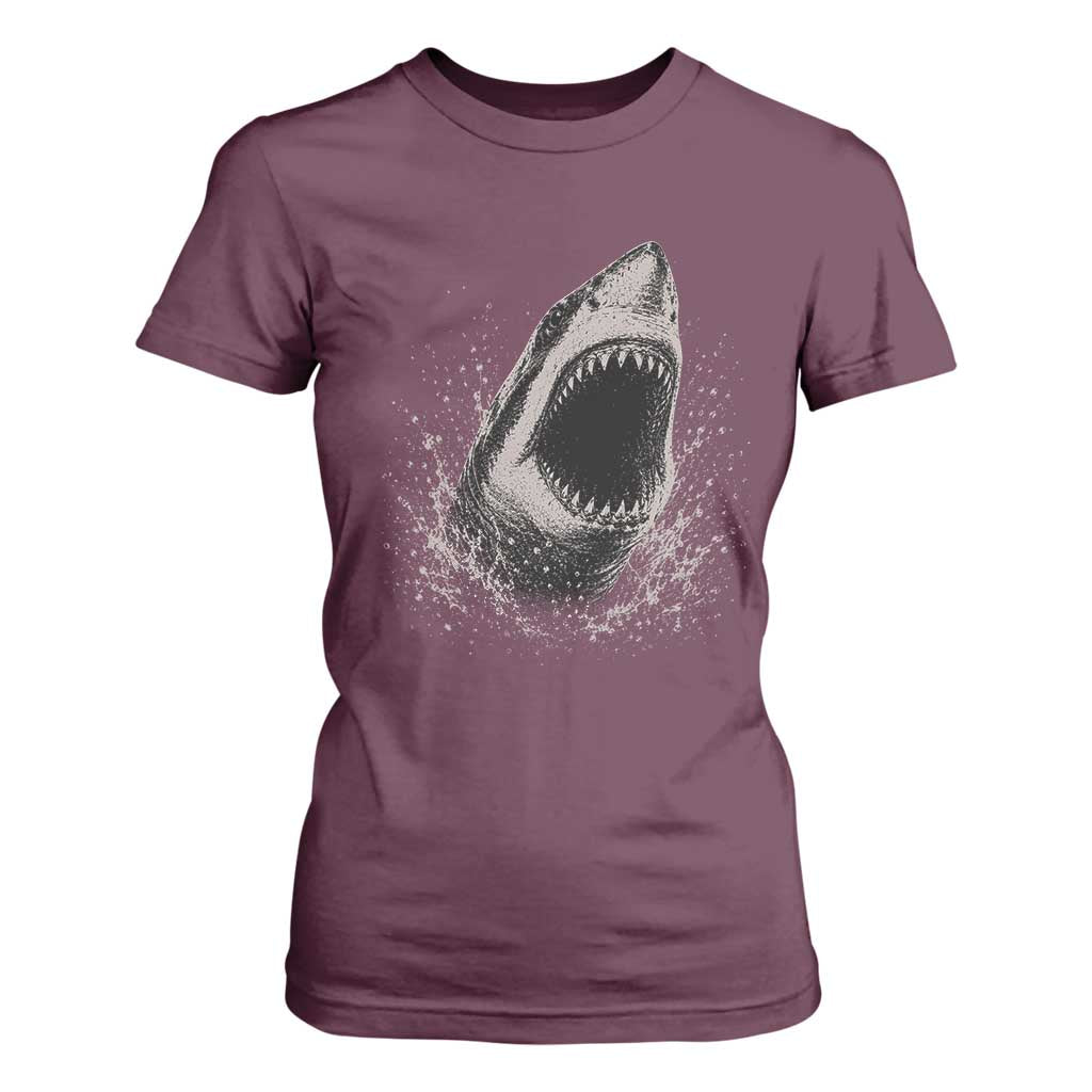 Vintage Great White Shark Jaw Graphic T Shirt For Women Marine Life Gifts