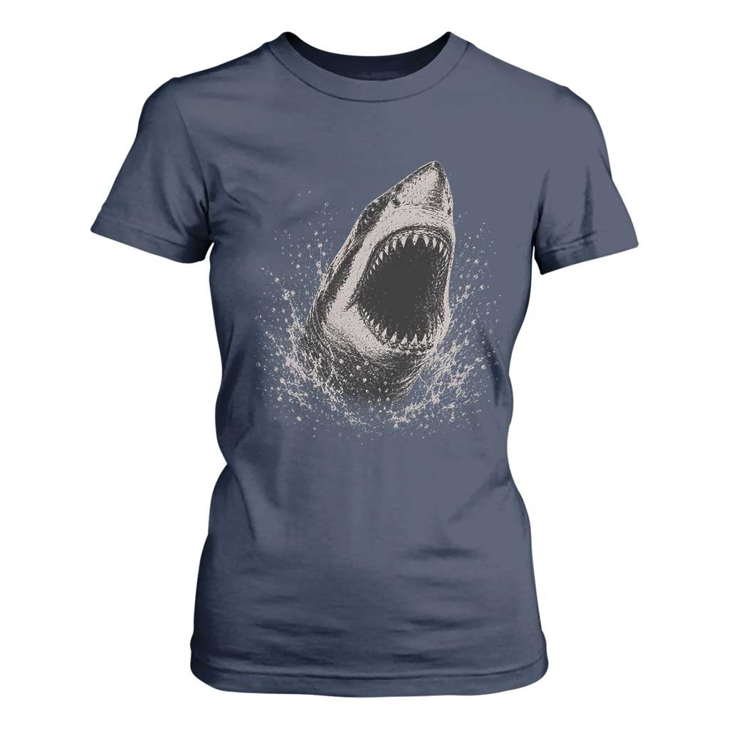 Vintage Great White Shark Jaw Graphic T Shirt For Women Marine Life Gifts