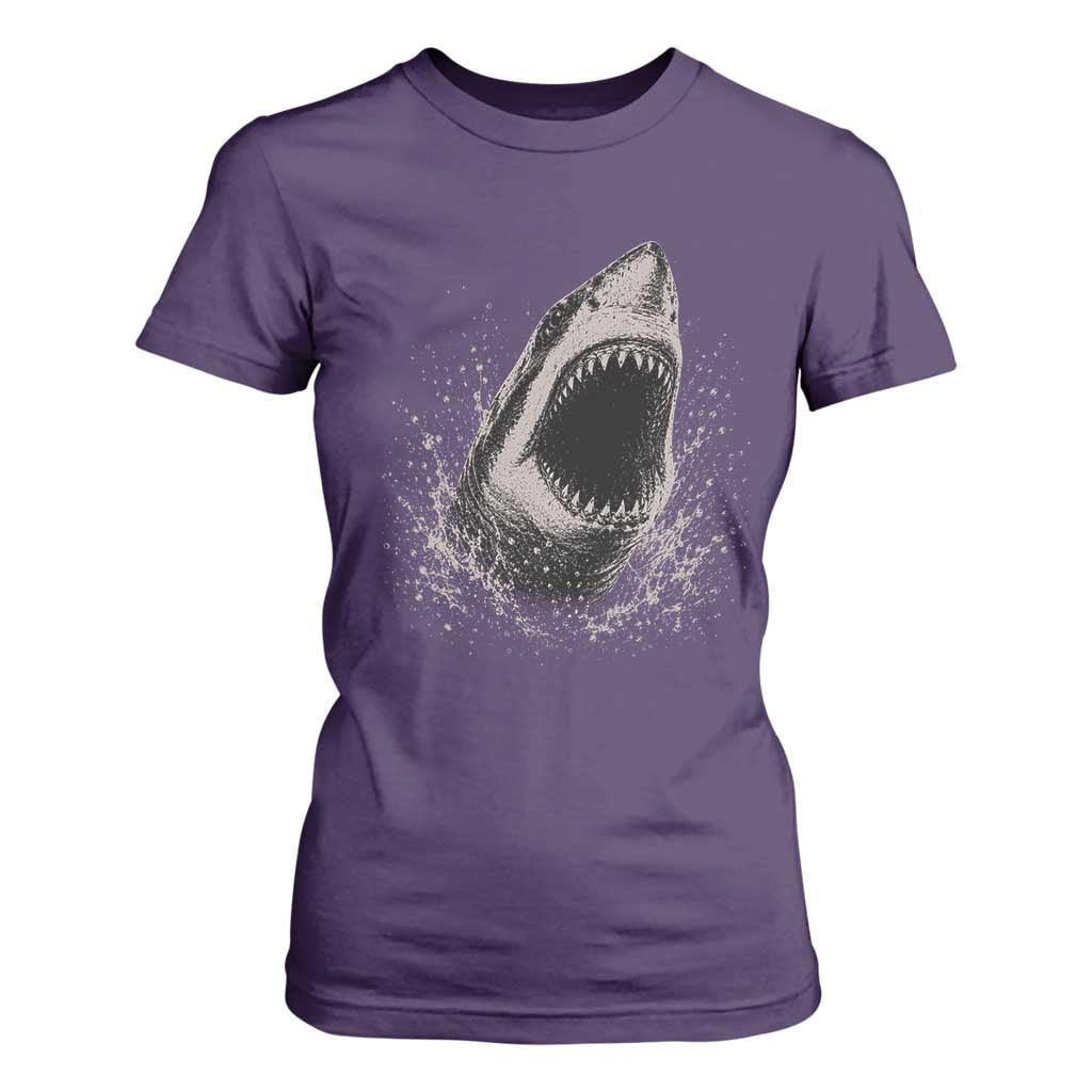 Vintage Great White Shark Jaw Graphic T Shirt For Women Marine Life Gifts
