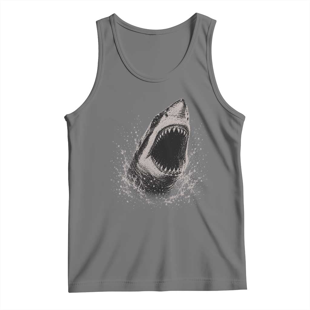 Vintage Great White Shark Jaw Graphic Tank Top Marine Life Gifts