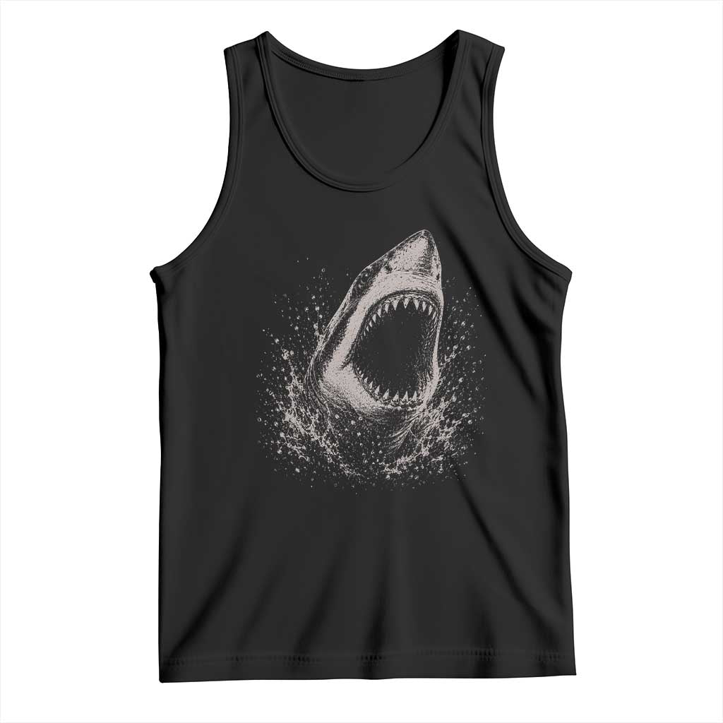 Vintage Great White Shark Jaw Graphic Tank Top Marine Life Gifts TS11 Black Print Your Wear