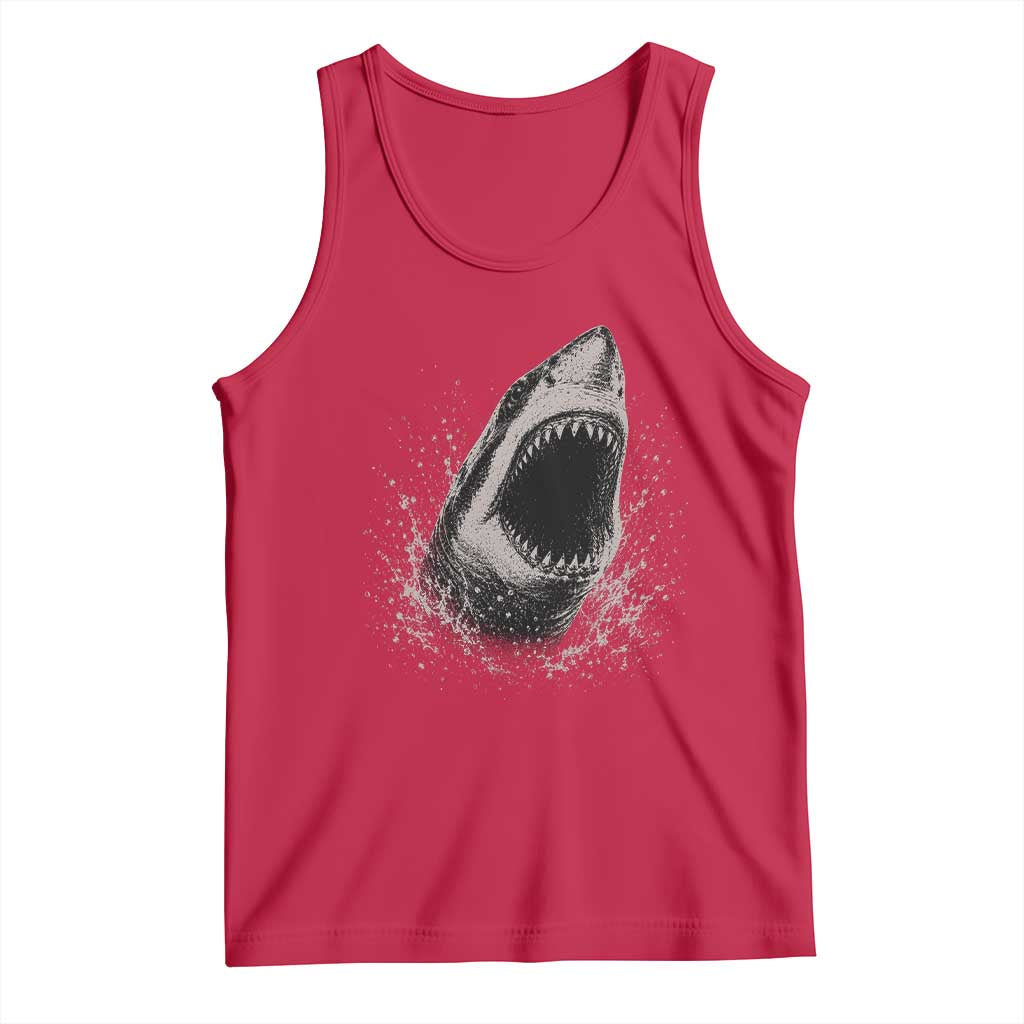 Vintage Great White Shark Jaw Graphic Tank Top Marine Life Gifts
