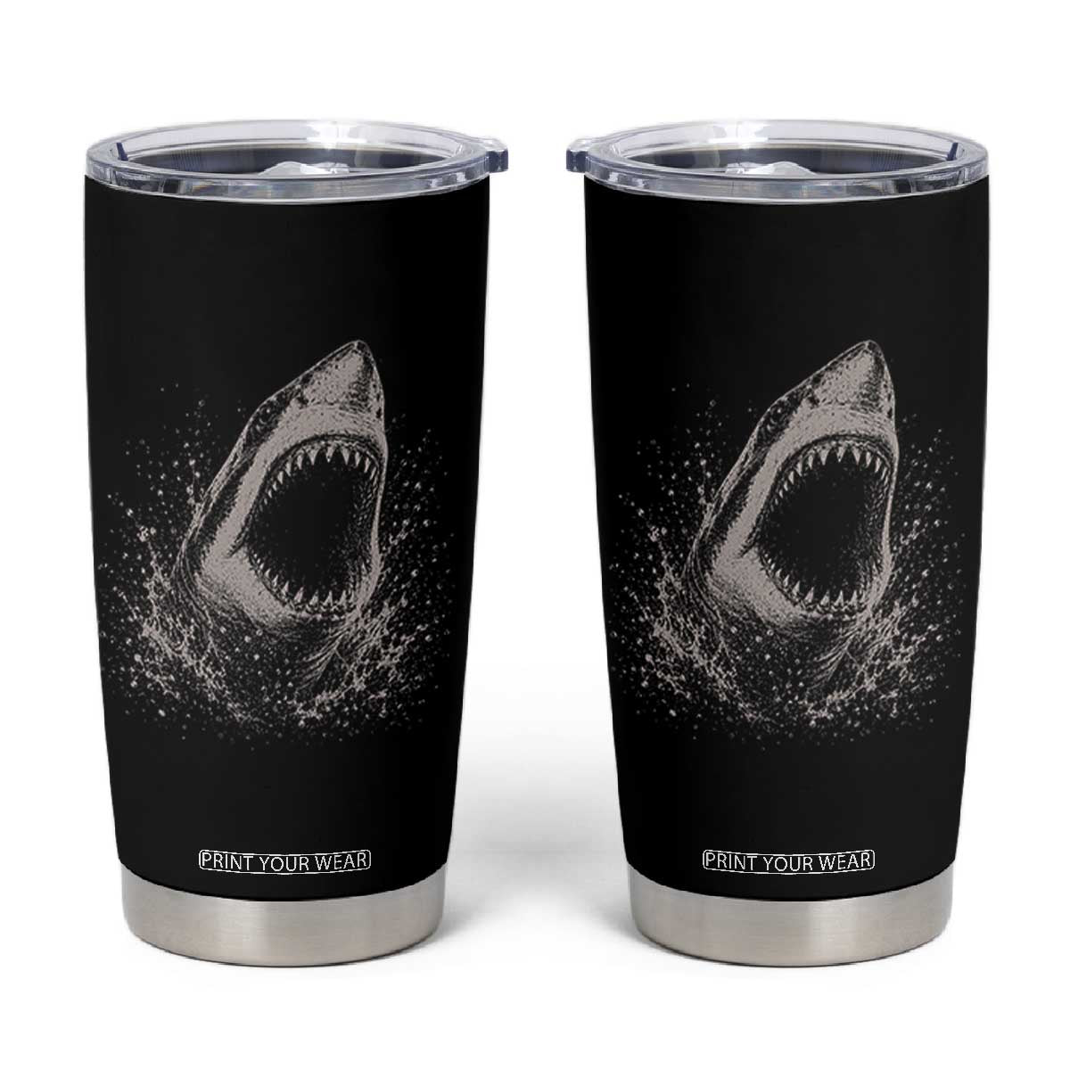 Vintage Great White Shark Jaw Graphic Tumbler Cup Marine Life Gifts TS11 Black Print Your Wear