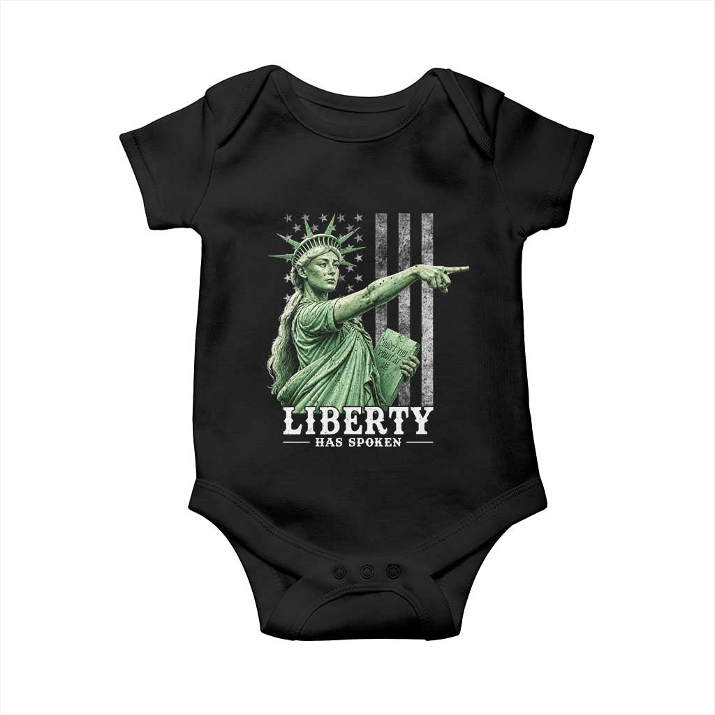 Liberty Has Spoken Baby Onesie Funny Basketball Statue of Liberty Pointing Meme TS11 Black Print Your Wear