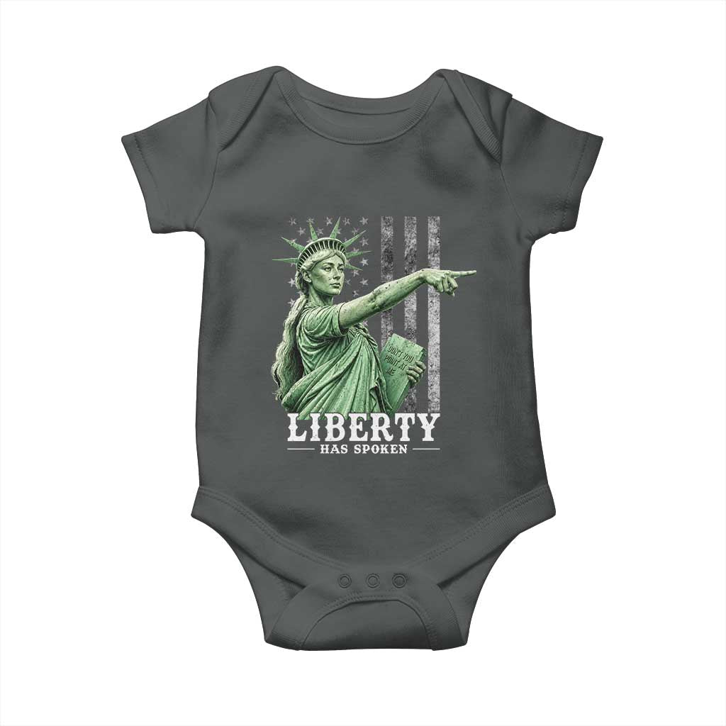 Liberty Has Spoken Baby Onesie Funny Basketball Statue of Liberty Pointing Meme TS11 Dark Heather Print Your Wear