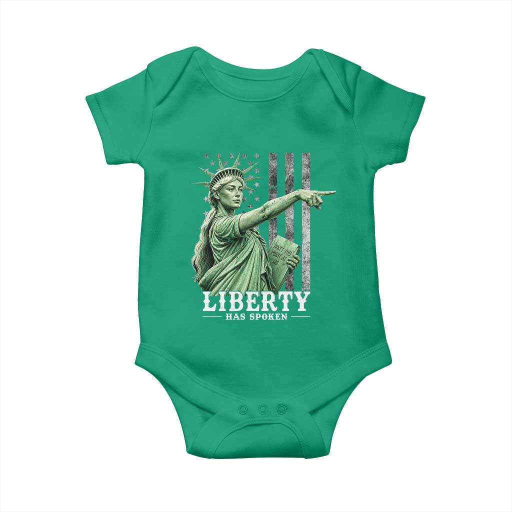 Liberty Has Spoken Baby Onesie Funny Basketball Statue of Liberty Pointing Meme TS11 Irish Green Print Your Wear
