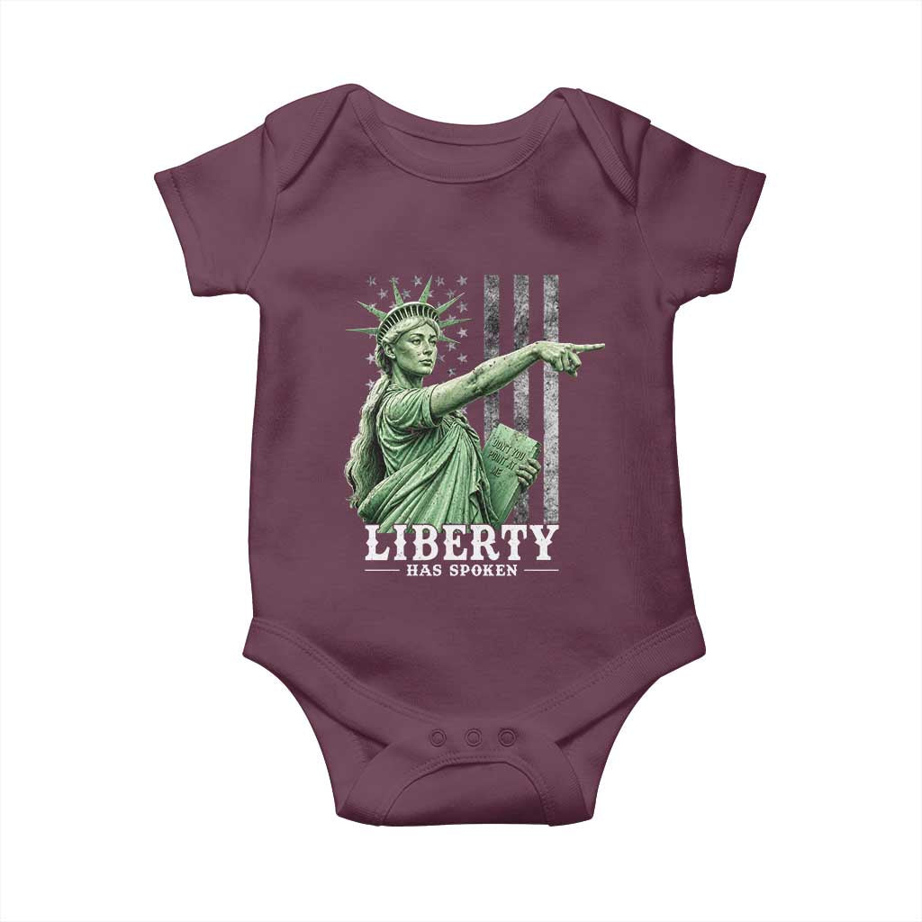 Liberty Has Spoken Baby Onesie Funny Basketball Statue of Liberty Pointing Meme TS11 Maroon Print Your Wear