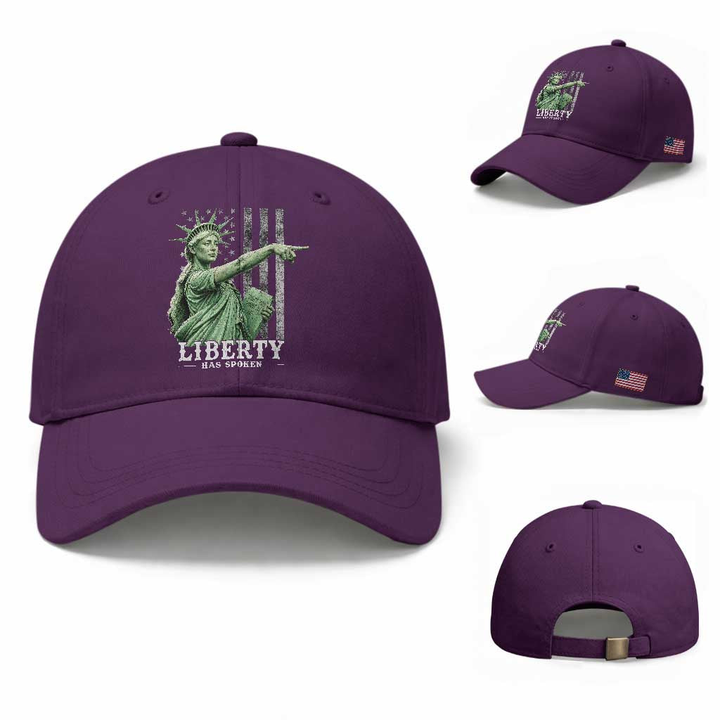 Liberty Has Spoken Baseball Cap Funny Basketball Statue of Liberty Pointing Meme TS11 Baseball Cap Universal Fit Purple Print Your Wear