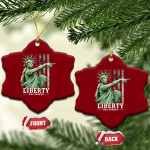 Liberty Has Spoken Ceramic Ornament Funny Basketball Statue of Liberty Pointing Meme TS11 Print Your Wear