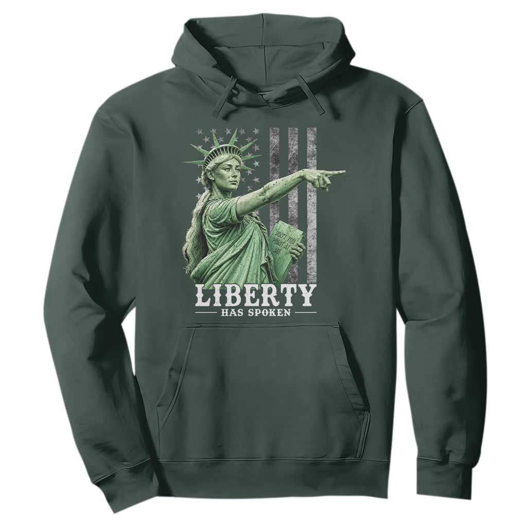 Liberty Has Spoken Hoodie Funny Basketball Statue of Liberty Pointing Meme TS11 Dark Forest Green Print Your Wear