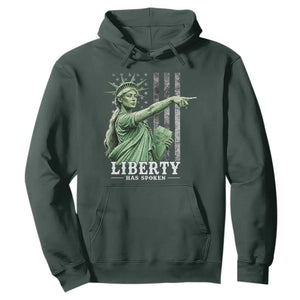 Liberty Has Spoken Hoodie Funny Basketball Statue of Liberty Pointing Meme TS11 Dark Forest Green Print Your Wear
