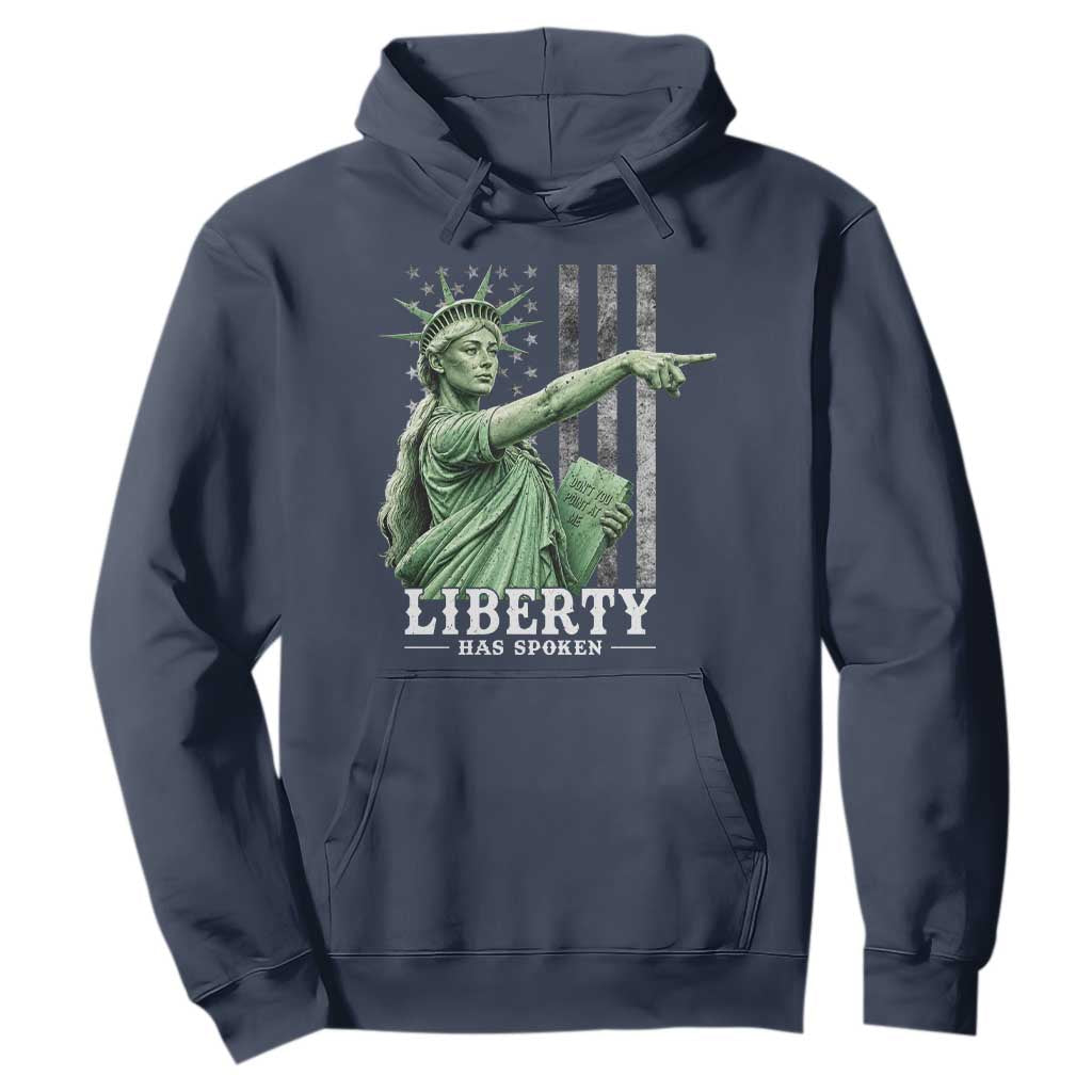 Liberty Has Spoken Hoodie Funny Basketball Statue of Liberty Pointing Meme TS11 Navy Print Your Wear