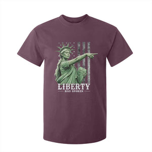 Liberty Has Spoken T Shirt For Kid Funny Basketball Statue of Liberty Pointing Meme TS11 Maroon Print Your Wear