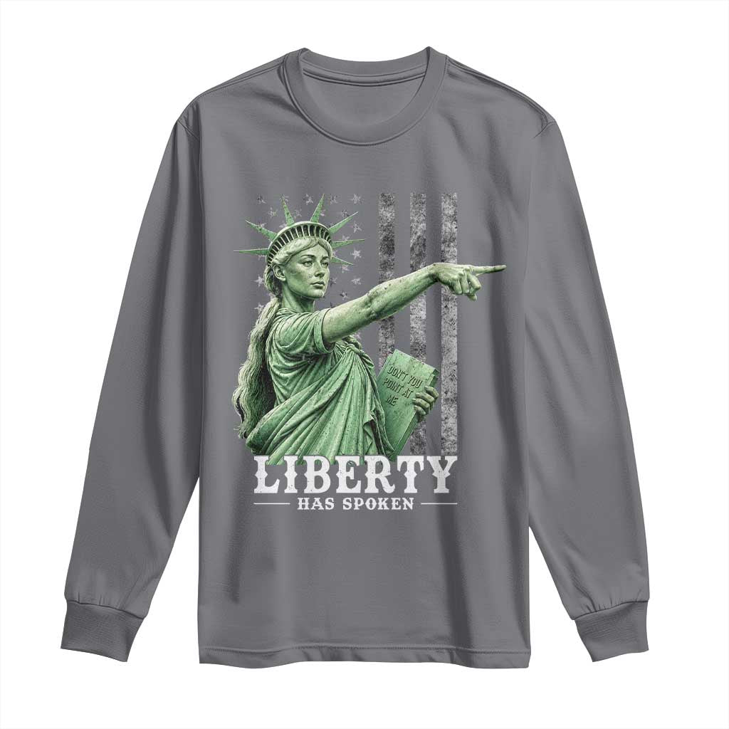 Liberty Has Spoken Long Sleeve Shirt Funny Basketball Statue of Liberty Pointing Meme TS11 Charcoal Print Your Wear