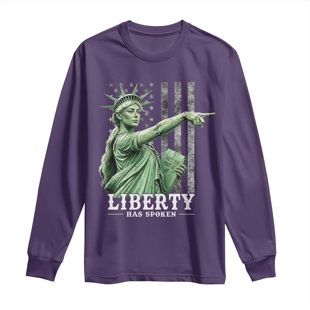 Liberty Has Spoken Long Sleeve Shirt Funny Basketball Statue of Liberty Pointing Meme TS11 S Purple Print Your Wear