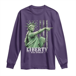 Liberty Has Spoken Long Sleeve Shirt Funny Basketball Statue of Liberty Pointing Meme TS11 S Purple Print Your Wear