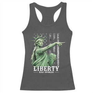 Liberty Has Spoken Racerback Tank Top Funny Basketball Statue of Liberty Pointing Meme TS11 Dark Heather Print Your Wear