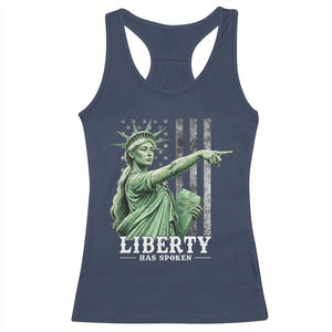 Liberty Has Spoken Racerback Tank Top Funny Basketball Statue of Liberty Pointing Meme TS11 Navy Print Your Wear