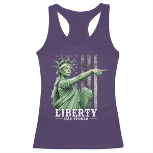 Liberty Has Spoken Racerback Tank Top Funny Basketball Statue of Liberty Pointing Meme TS11 Purple Print Your Wear