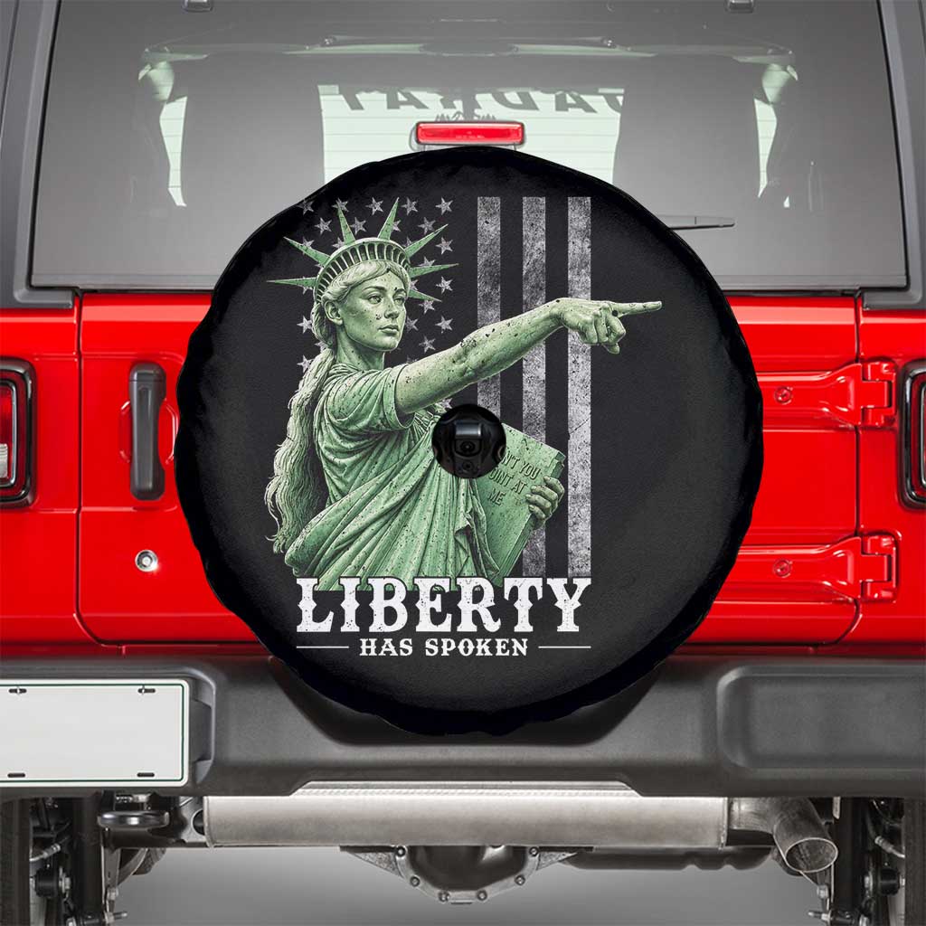 Liberty Has Spoken Spare Tire Cover Funny Basketball Statue of Liberty Pointing Meme TS11 Black Print Your Wear