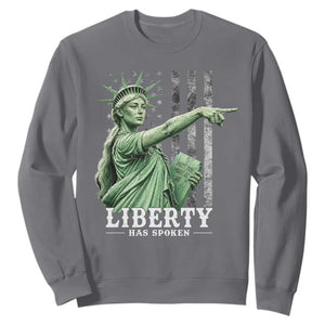 Liberty Has Spoken Sweatshirt Funny Basketball Statue of Liberty Pointing Meme TS11 Charcoal Print Your Wear
