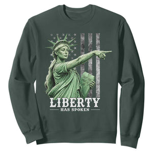 Liberty Has Spoken Sweatshirt Funny Basketball Statue of Liberty Pointing Meme TS11 Dark Forest Green Print Your Wear