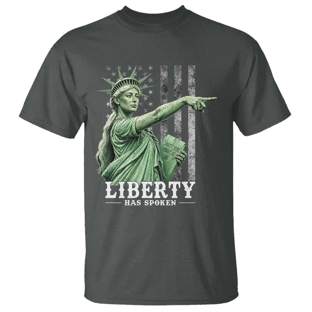 Liberty Has Spoken T Shirt Funny Basketball Statue of Liberty Pointing Meme TS11 Dark Heather Print Your Wear