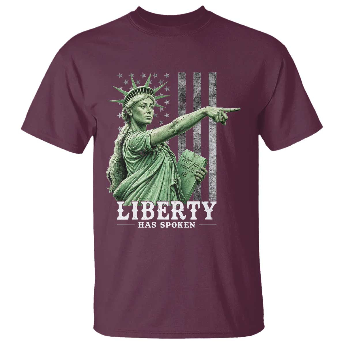 Liberty Has Spoken T Shirt Funny Basketball Statue of Liberty Pointing Meme TS11 Maroon Print Your Wear