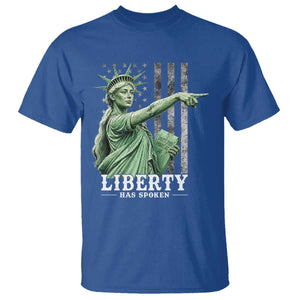 Liberty Has Spoken T Shirt Funny Basketball Statue of Liberty Pointing Meme TS11 Royal Blue Print Your Wear
