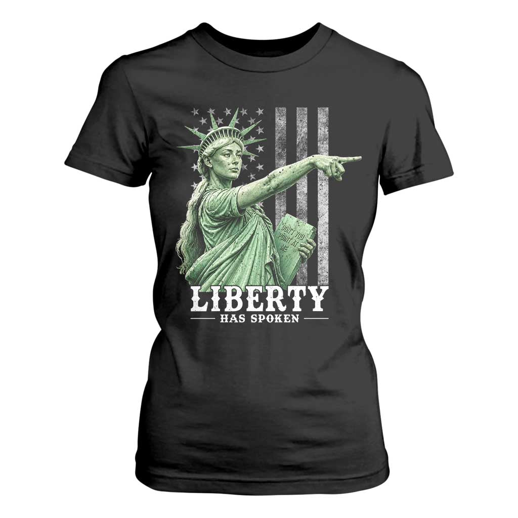 Liberty Has Spoken T Shirt For Women Funny Basketball Statue of Liberty Pointing Meme TS11 Black Print Your Wear