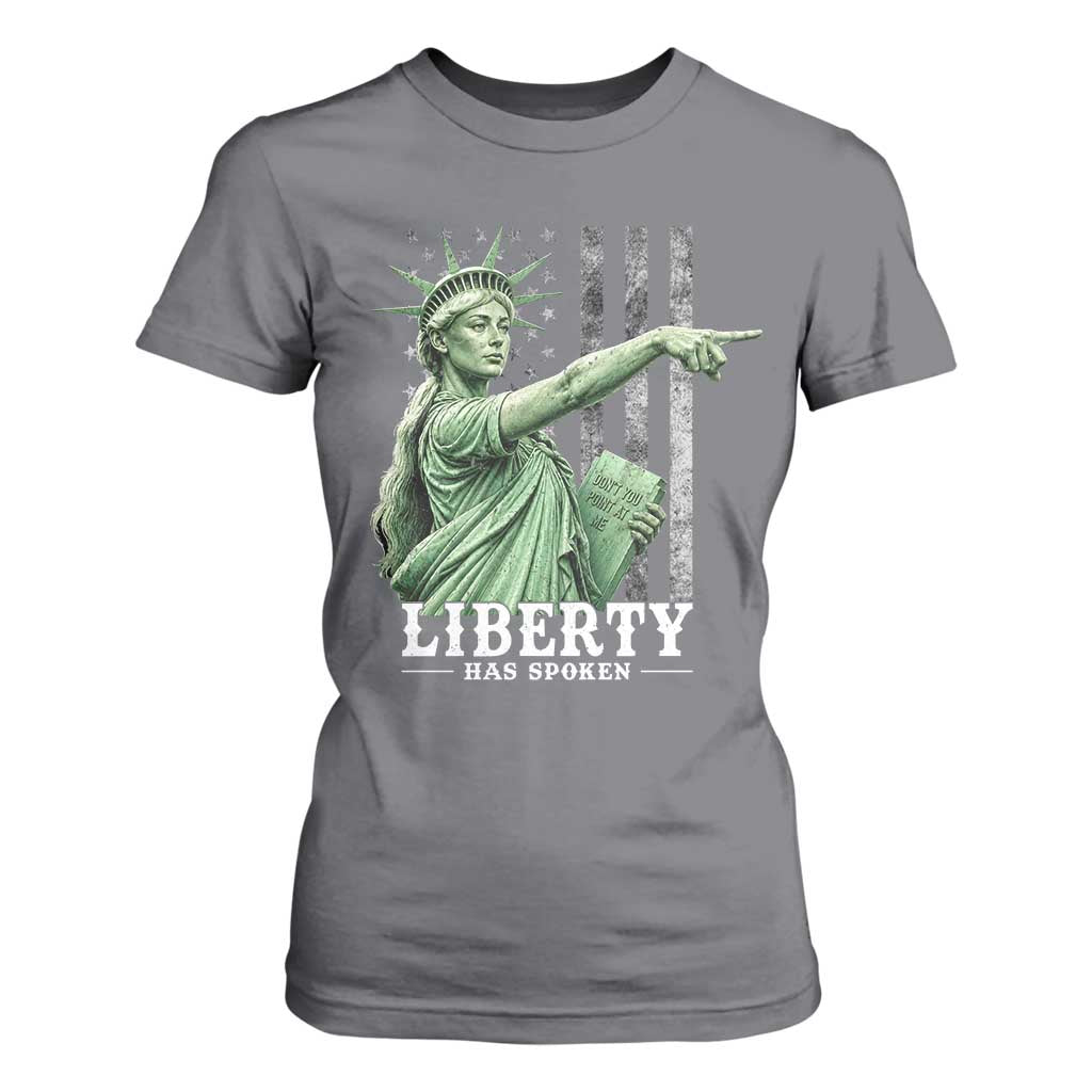 Liberty Has Spoken T Shirt For Women Funny Basketball Statue of Liberty Pointing Meme TS11 Charcoal Print Your Wear
