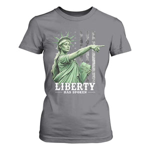 Liberty Has Spoken T Shirt For Women Funny Basketball Statue of Liberty Pointing Meme TS11 Charcoal Print Your Wear