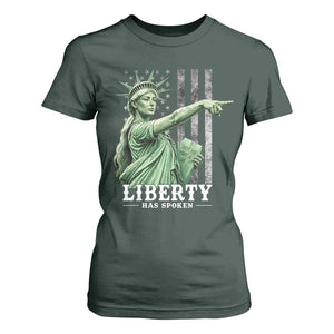 Liberty Has Spoken T Shirt For Women Funny Basketball Statue of Liberty Pointing Meme TS11 Dark Forest Green Print Your Wear