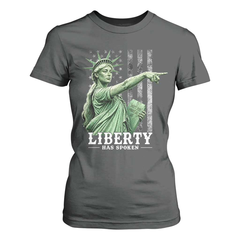 Liberty Has Spoken T Shirt For Women Funny Basketball Statue of Liberty Pointing Meme TS11 Dark Heather Print Your Wear