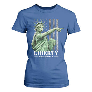 Liberty Has Spoken T Shirt For Women Funny Basketball Statue of Liberty Pointing Meme TS11 Royal Blue Print Your Wear