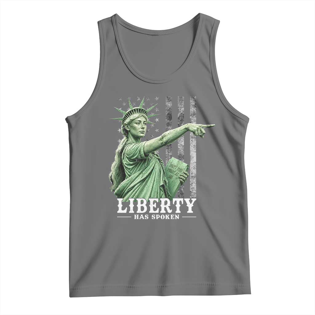Liberty Has Spoken Tank Top Funny Basketball Statue of Liberty Pointing Meme TS11 Black Heather Print Your Wear