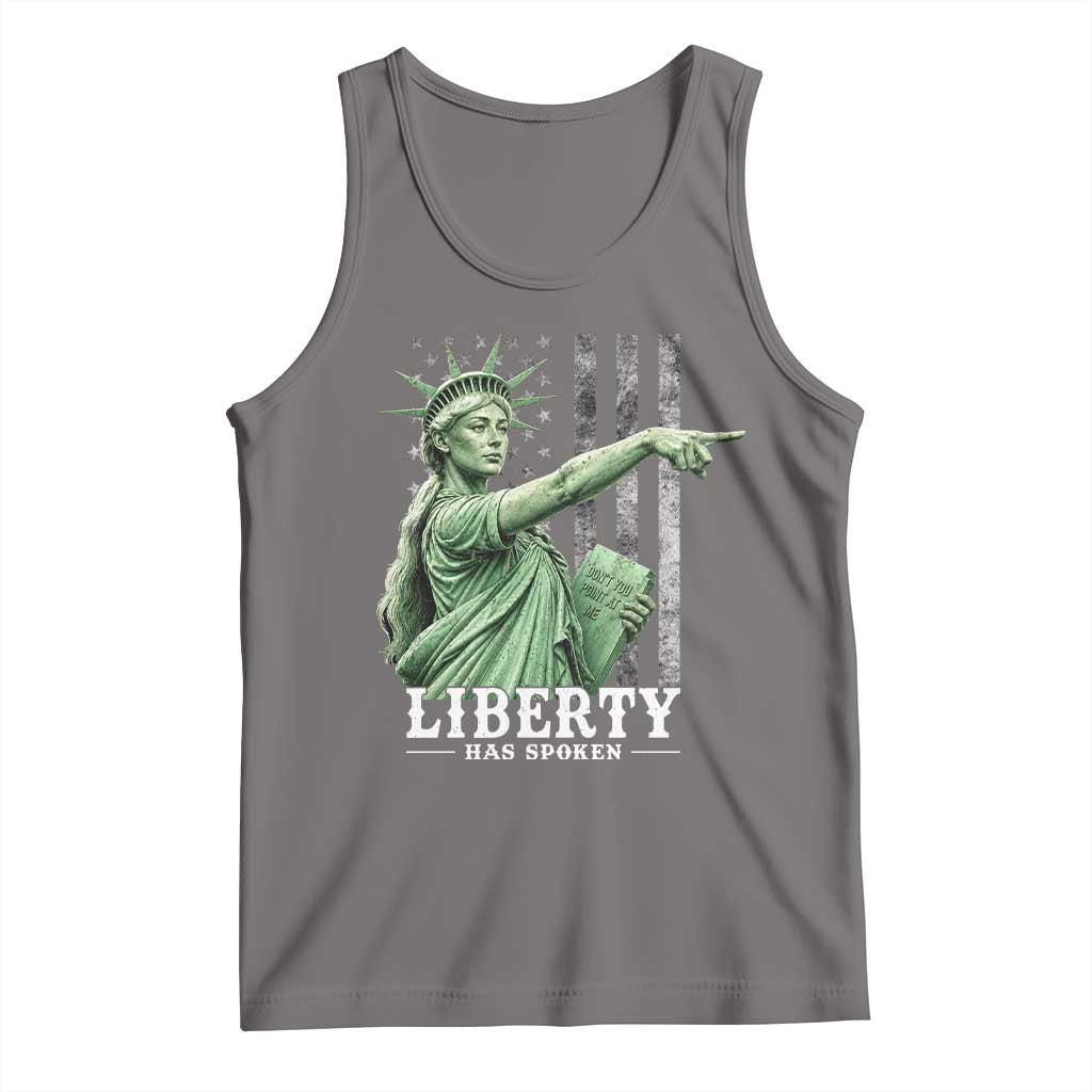 Liberty Has Spoken Tank Top Funny Basketball Statue of Liberty Pointing Meme TS11 Deep Heather Print Your Wear