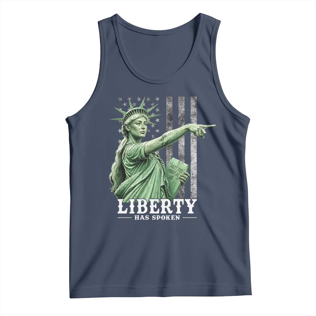 Liberty Has Spoken Tank Top Funny Basketball Statue of Liberty Pointing Meme TS11 Navy Print Your Wear