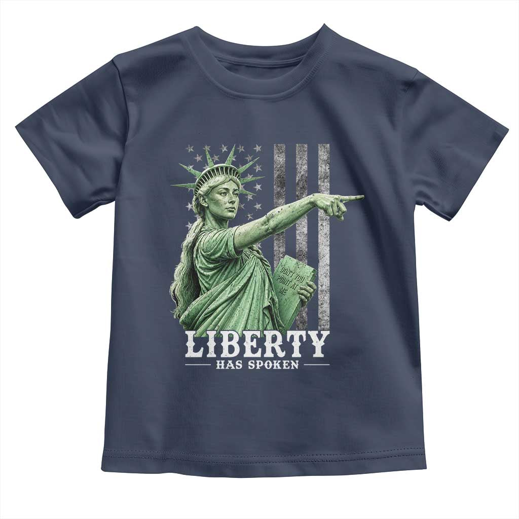 Liberty Has Spoken Toddler T Shirt Funny Basketball Statue of Liberty Pointing Meme TS11 Navy Print Your Wear