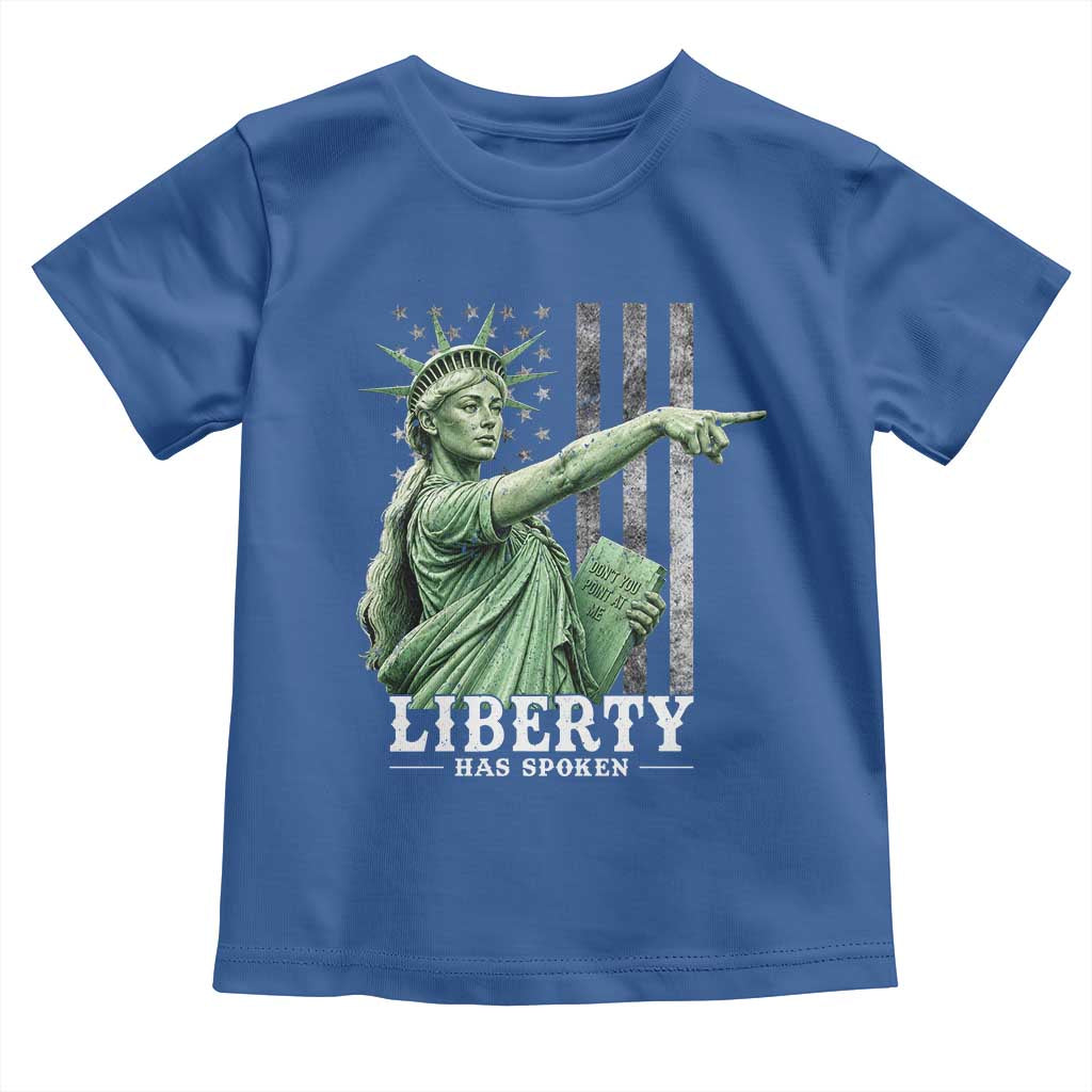 Liberty Has Spoken Toddler T Shirt Funny Basketball Statue of Liberty Pointing Meme TS11 Royal Blue Print Your Wear