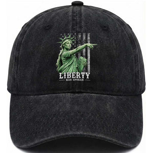 Liberty Has Spoken Washed Cotton Baseball Cap Funny Basketball Statue of Liberty Pointing Meme TS11 Print Your Wear