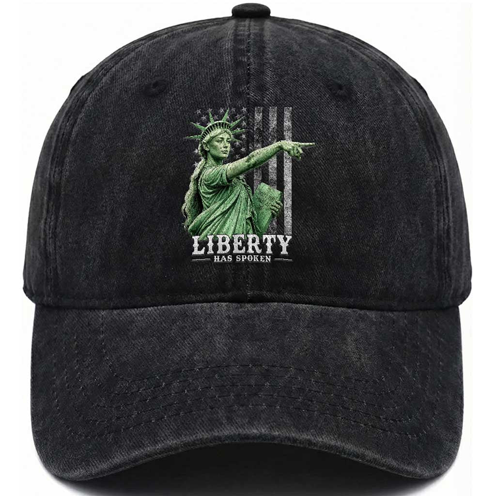 Liberty Has Spoken Washed Cotton Baseball Cap Funny Basketball Statue of Liberty Pointing Meme TS11 Print Your Wear