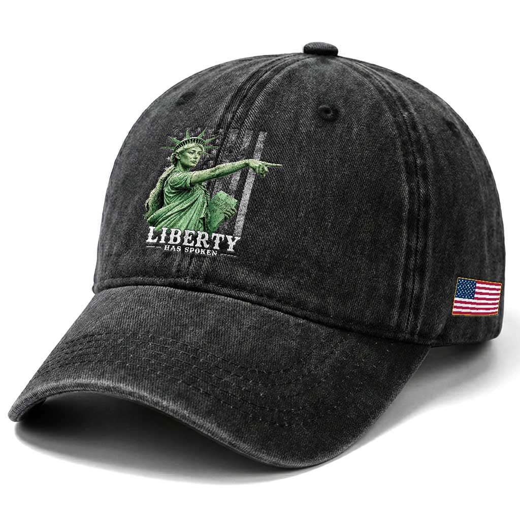 Liberty Has Spoken Washed Cotton Baseball Cap Funny Basketball Statue of Liberty Pointing Meme TS11 Print Your Wear