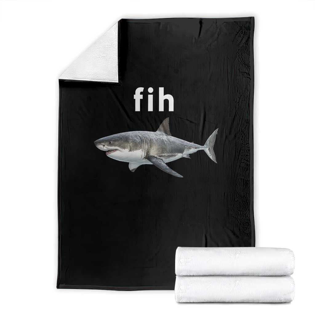 Funny Fih Shark Misspelled Fish Meme Throw Blanket Great White Shark Lover TS11 Black Print Your Wear